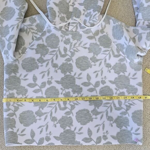 Calia Burnout Spacer Floral Gray & White Pullover Hoodie - Size Large - Picture 8 of 14